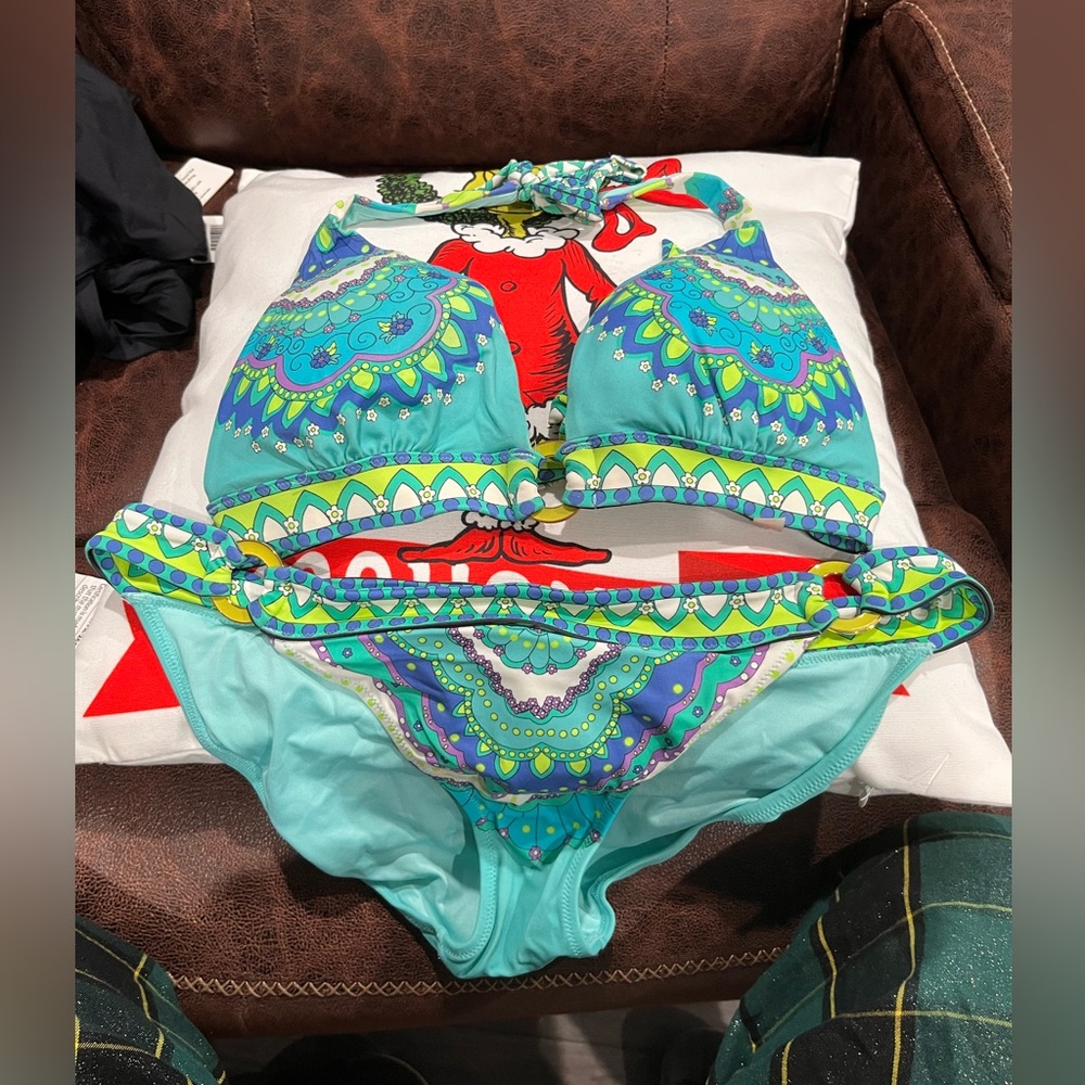 Victoria's Secret Teal and Green Bikini Set